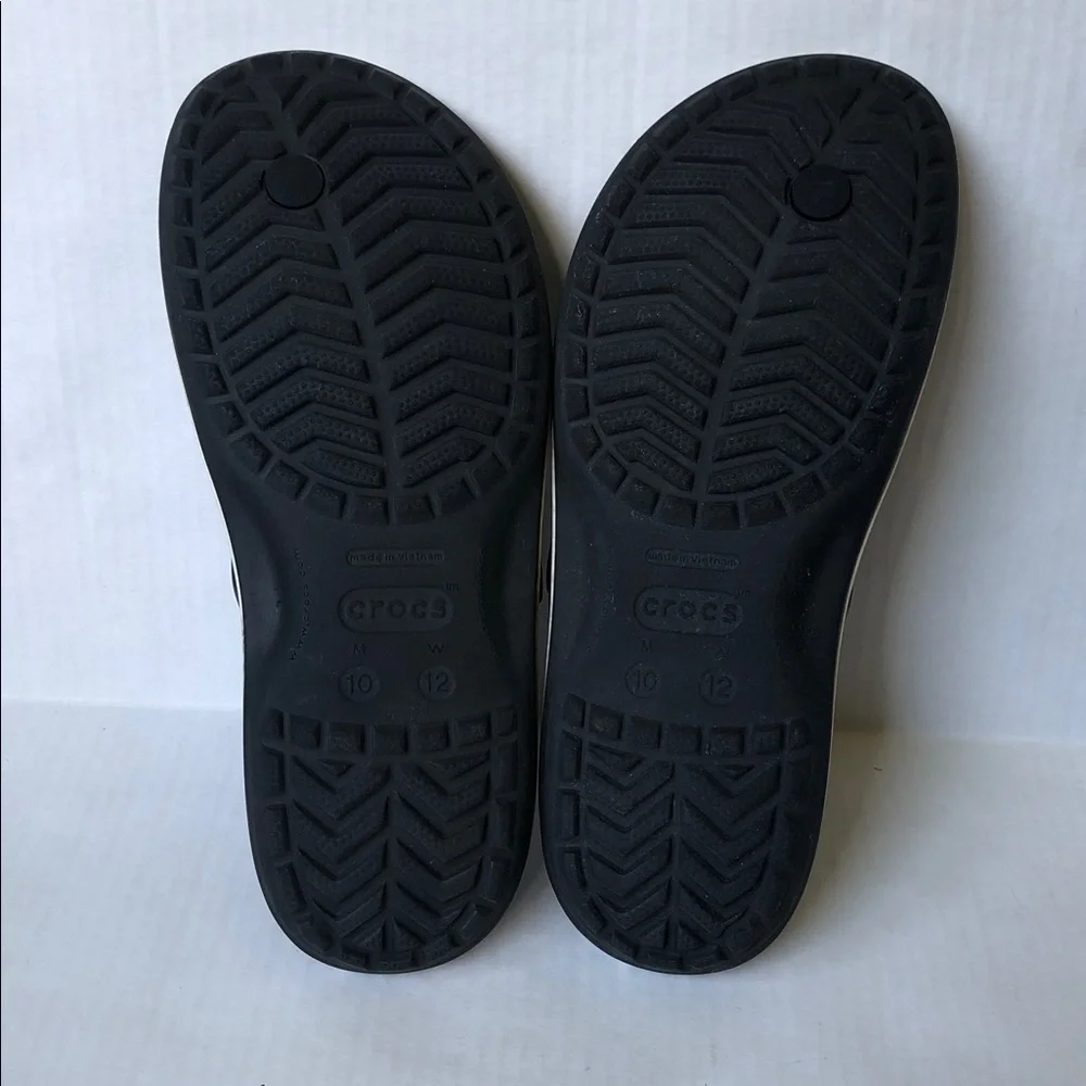 CROCS Crocband Flip Flops Unisex Black Sporty Comfort Sandals M10 W12